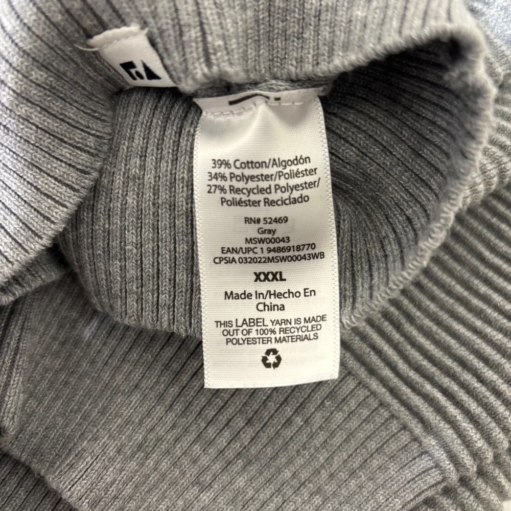 Gray Ribbed Crew Neck Pullover Sweater Size XXXL Workwear Neutral